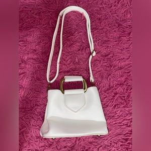 Fashion & Bags Leather White Double Handle Square Bag